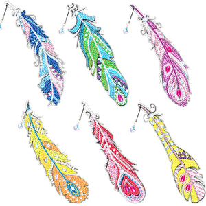 6 Pcs DIY Feather Diamond Painting Bookmark