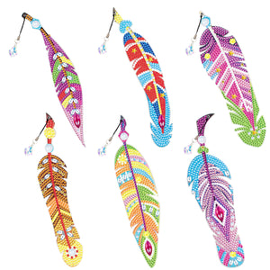 6 Pcs DIY Feather Diamond Painting Bookmark