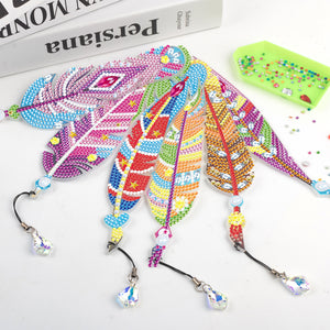 6 Pcs DIY Feather Diamond Painting Bookmark