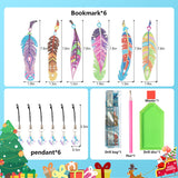 6 Pcs DIY Feather Diamond Painting Bookmark