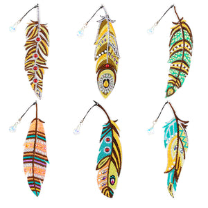 6 Pcs DIY Feather Diamond Painting Bookmark