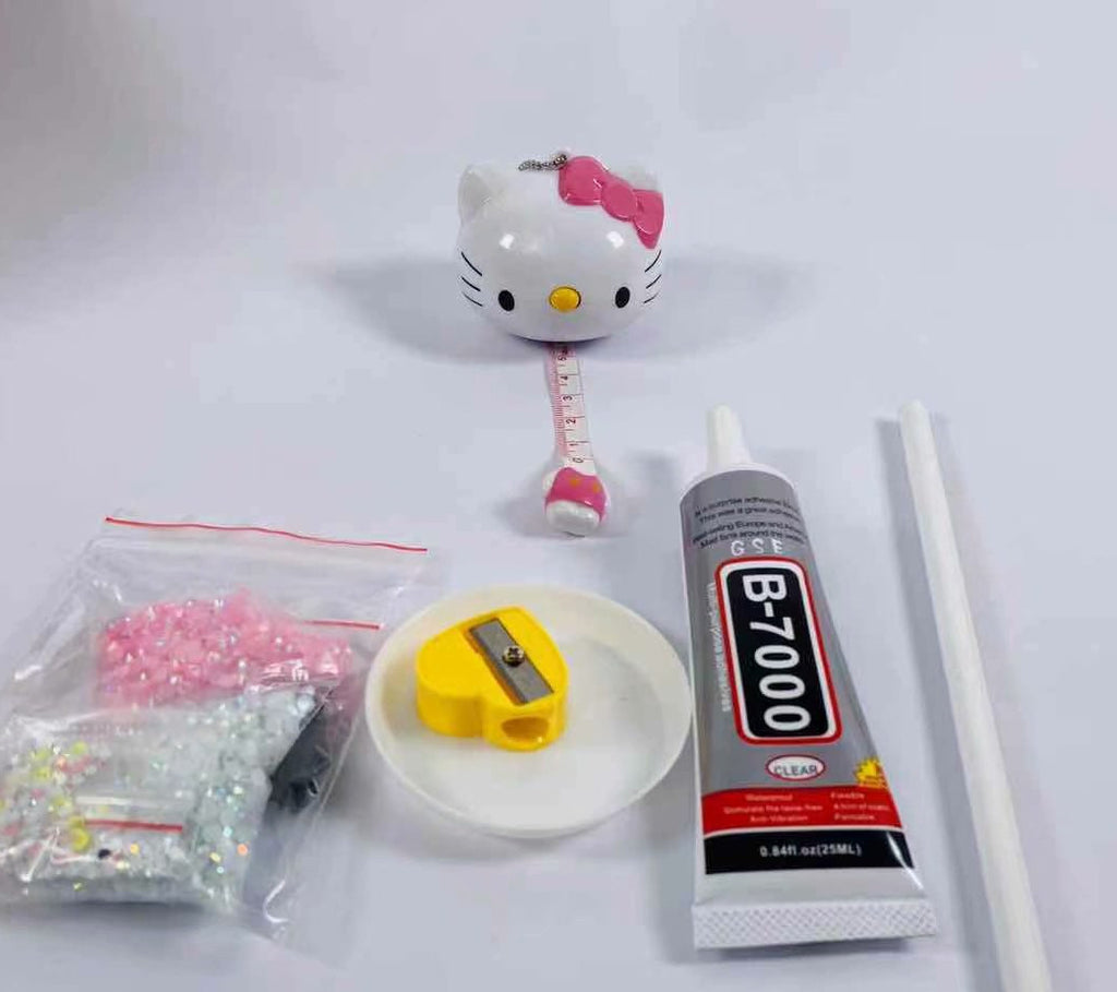 DIY Hello Kitty and Doraemon tape ruler Keychain  (with glue tools)