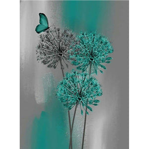 Full Diamond Painting kit - Dandelion and green butterfly