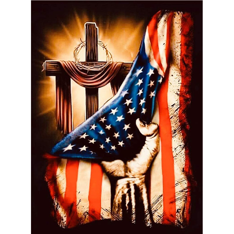 Full Diamond Painting kit - American flag cross