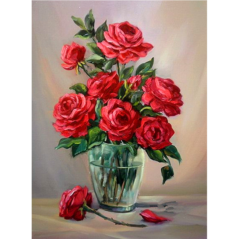 Full Diamond Painting kit - Red flowers