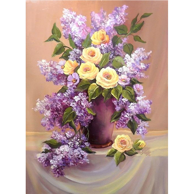 Full Diamond Painting kit - Lavender and yellow roses