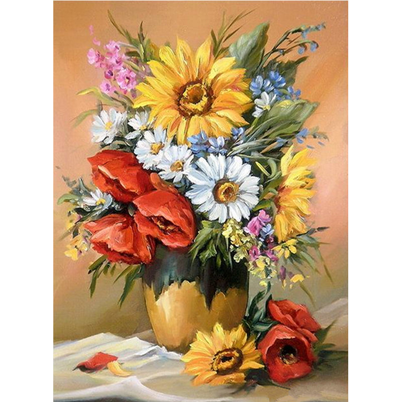 Full Diamond Painting kit - Beautiful flowers on vase