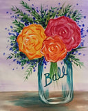 Full Diamond Painting kit - Flowers on glass bottle