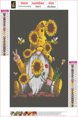Full Diamond Painting kit - Christmas gnome and sunflower