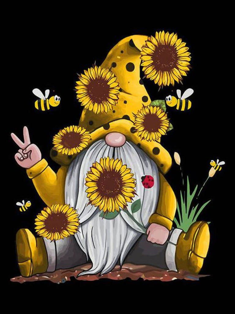 Full Diamond Painting kit - Christmas gnome and sunflower