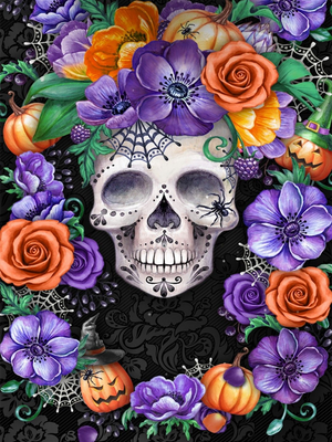 Full Diamond Painting kit - Skull and flowers