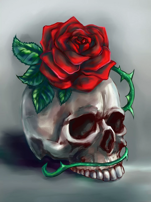 Full Diamond Painting kit - Skull and Rose