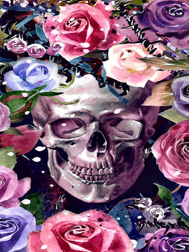Full Diamond Painting kit - Skull and roses