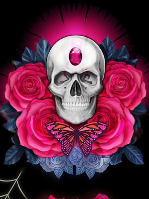 Full Diamond Painting kit - Skeleton wearing ruby