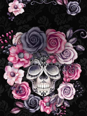 Full Diamond Painting kit - Skull and flowers