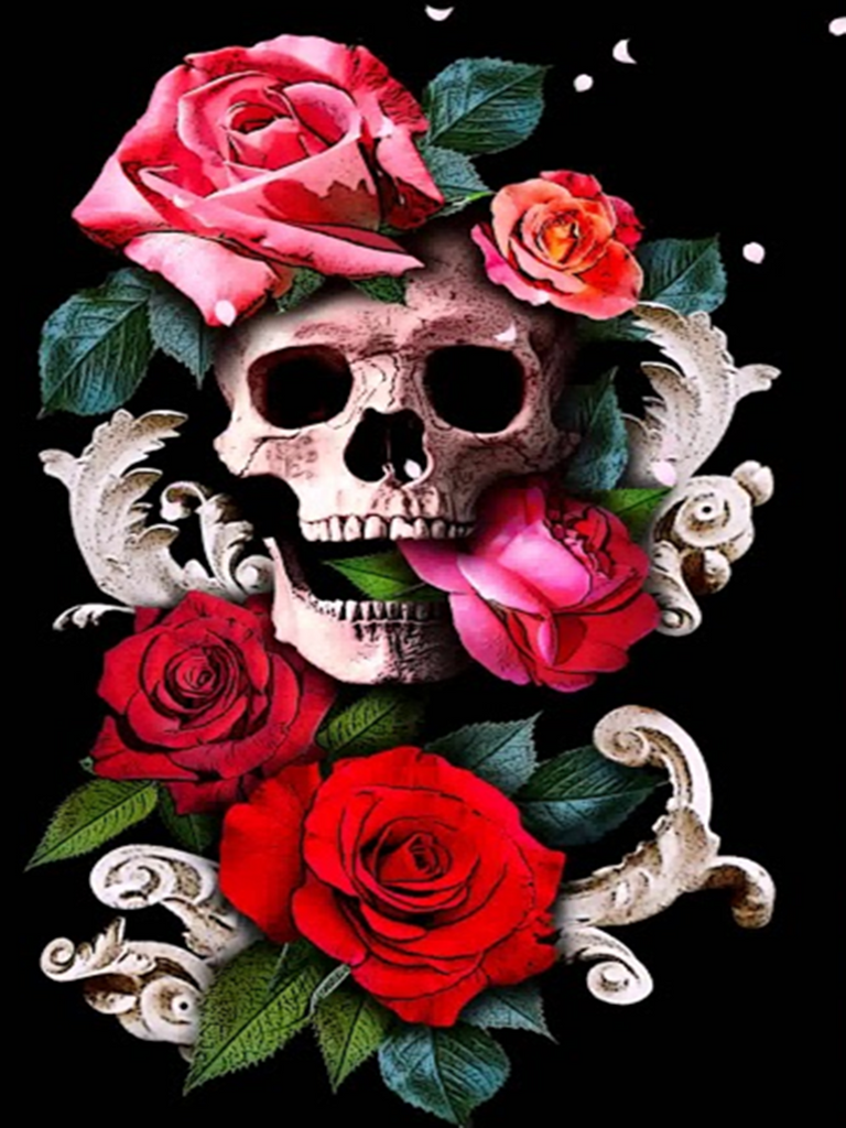 Full Diamond Painting kit - Skull and roses
