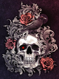 Full Diamond Painting kit - Rose and crow on the skull