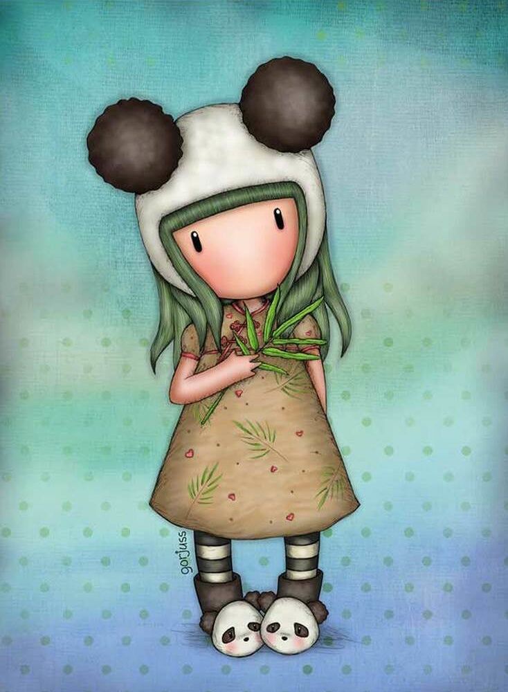 Full Diamond Painting kit - Gorjuss girl - Love Panda