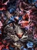 Full Diamond Painting kit - Leopard on the flowers
