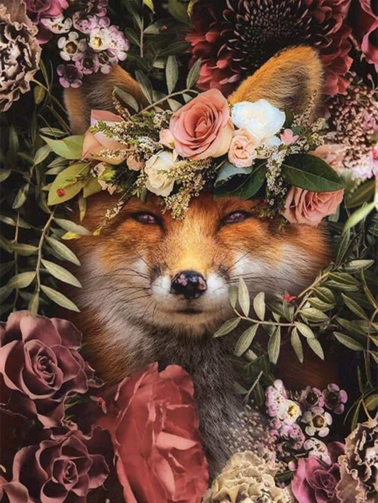 Full Diamond Painting kit - Fox and flower