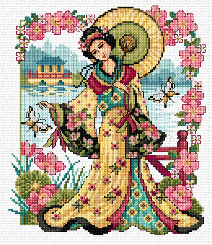 Full Diamond Painting kit - Flower of the East Geisha
