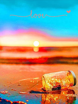 Full Diamond Painting kit - Drift bottle on the beach