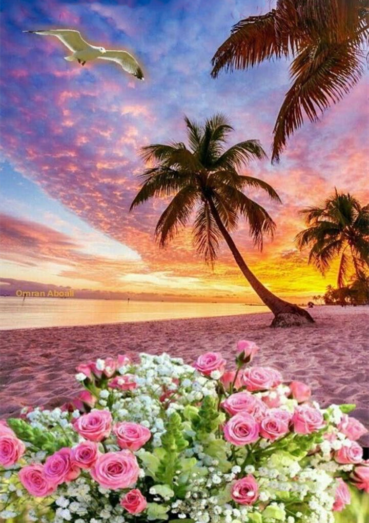 Full Diamond Painting kit - Beach flowers
