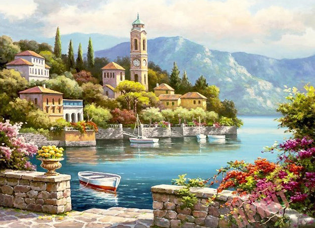 Full Diamond Painting kit - Houses by the sea
