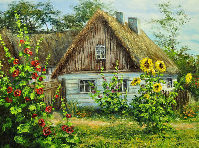 Full Diamond Painting kit - Small house on the grass