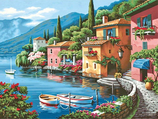 Full Diamond Painting kit - Houses by the sea