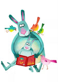 Full Diamond Painting kit - Kangaroos and birds reading book