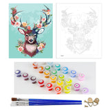 DIY Painting by number kit | Deer antlers wearing flowers