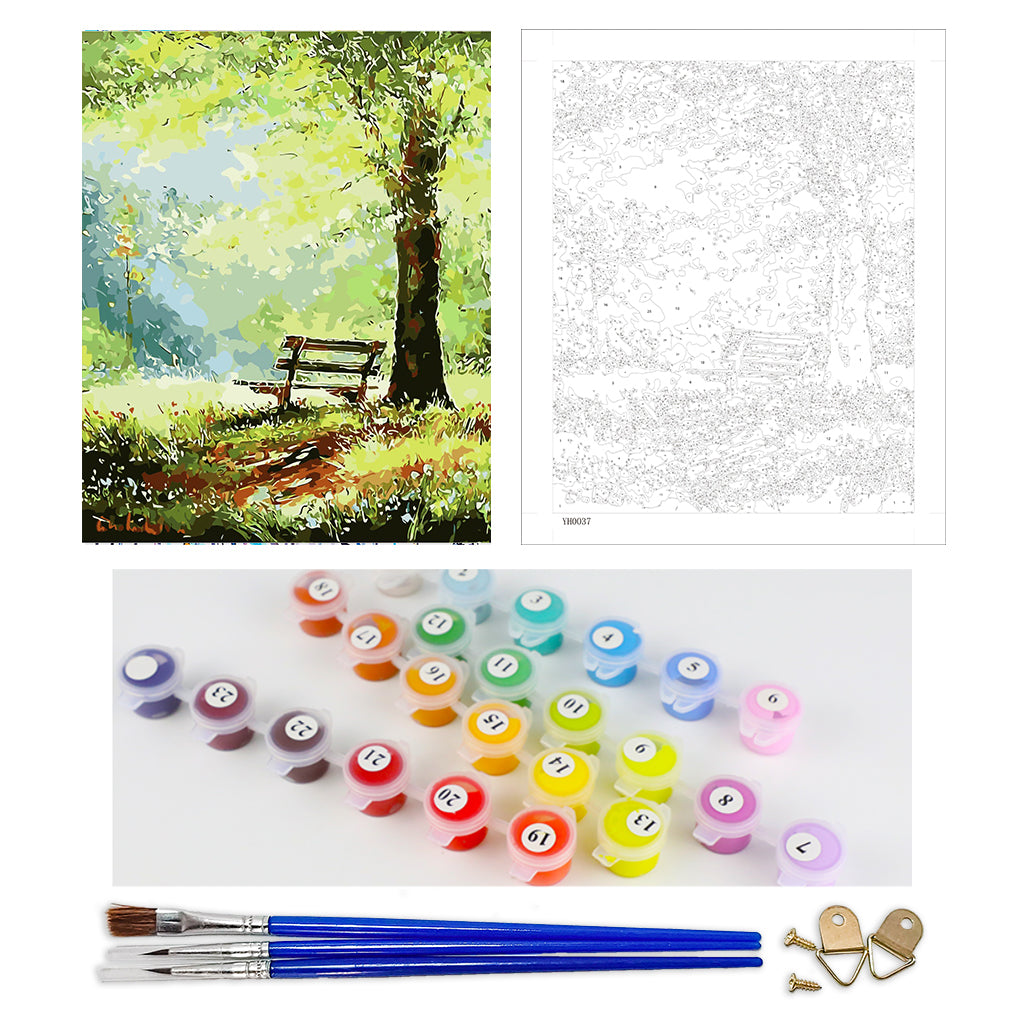 DIY Painting by number kit | Deep mountain green forest