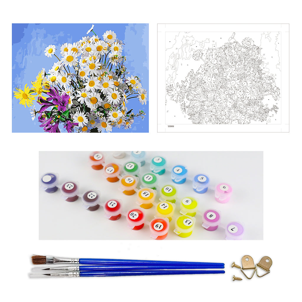 DIY Painting by number kit | Daisy flower
