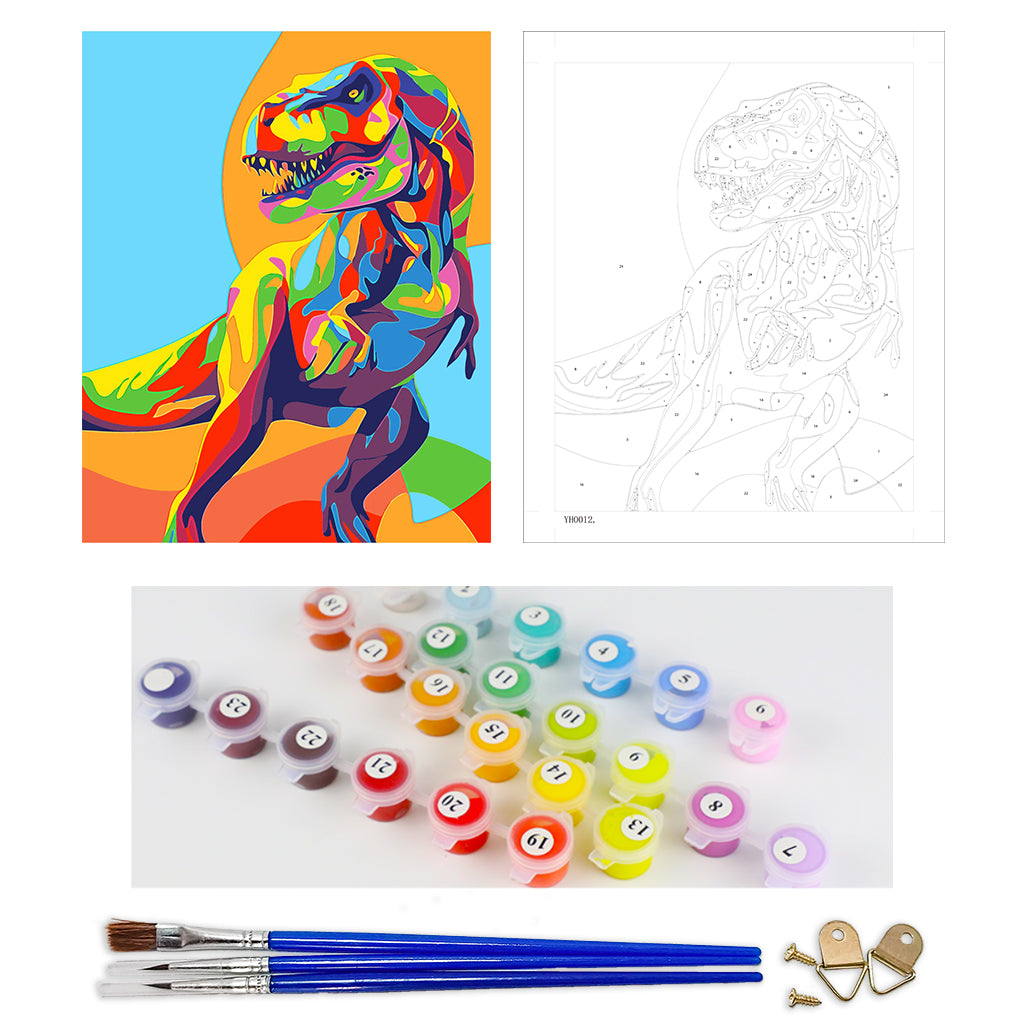 DIY Painting by number kit | Watercolor dinosaur