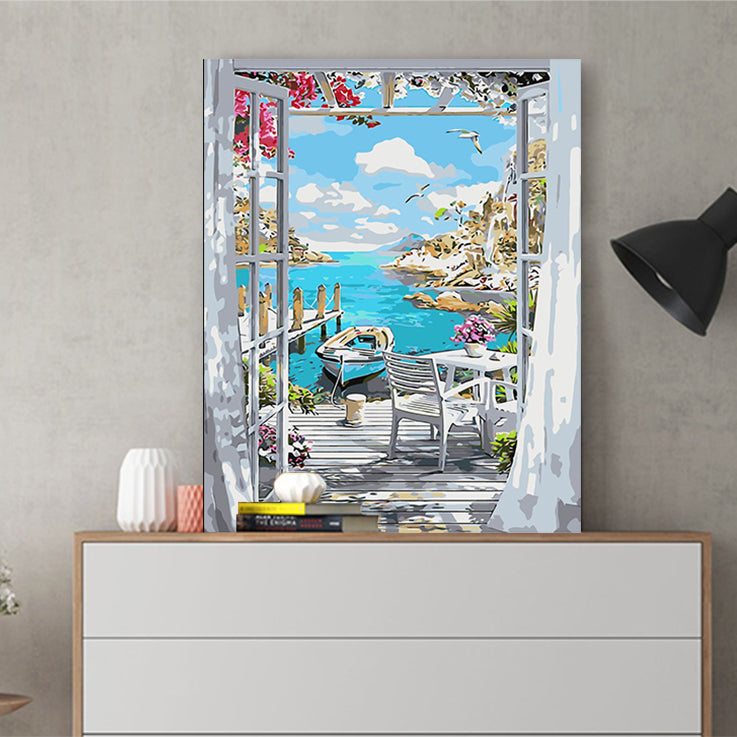 DIY Painting by number kit | Beautiful sea view outside the window