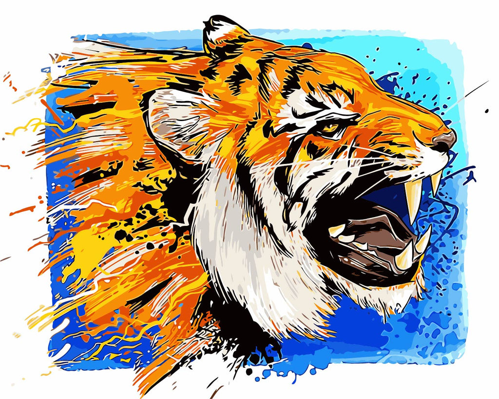 DIY Painting by number kit | Tiger head