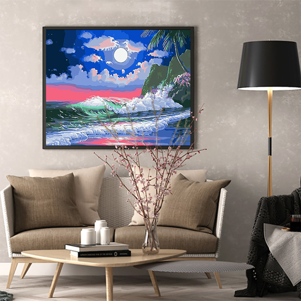 DIY Painting by number kit | The sea under the night light