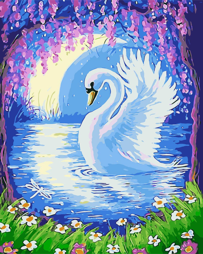DIY Painting by number kit | Swan on the lake
