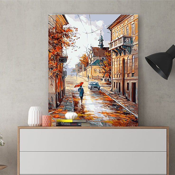 DIY Painting by number kit | Autumn road