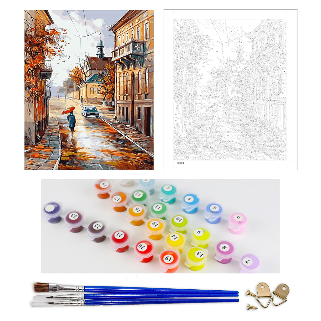 DIY Painting by number kit | Autumn road