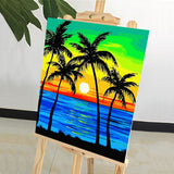 DIY Painting by number kit | Coconut trees in the sunset