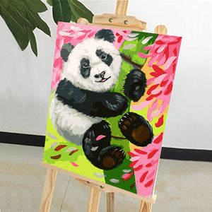DIY Painting by number kit | Panda climbing bamboo