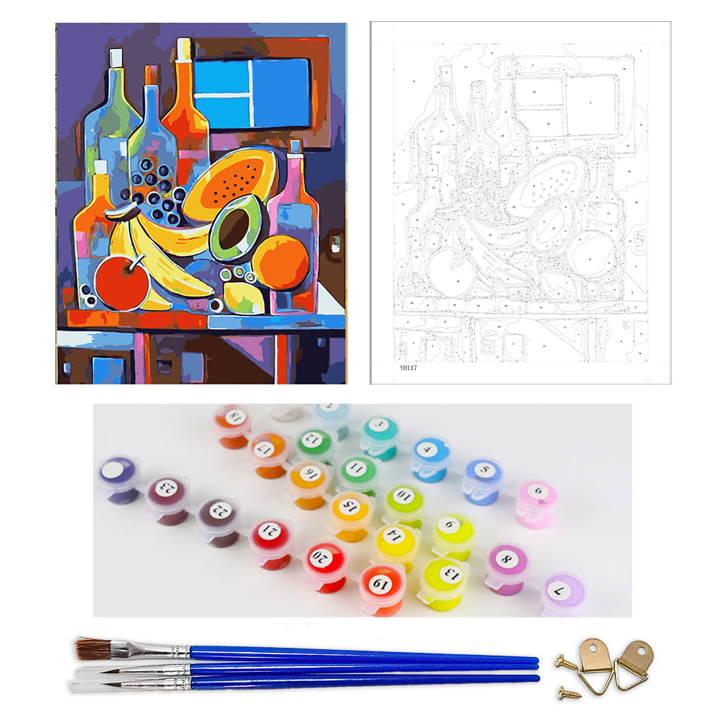 DIY Painting by number kit | Fruits and wines on the table