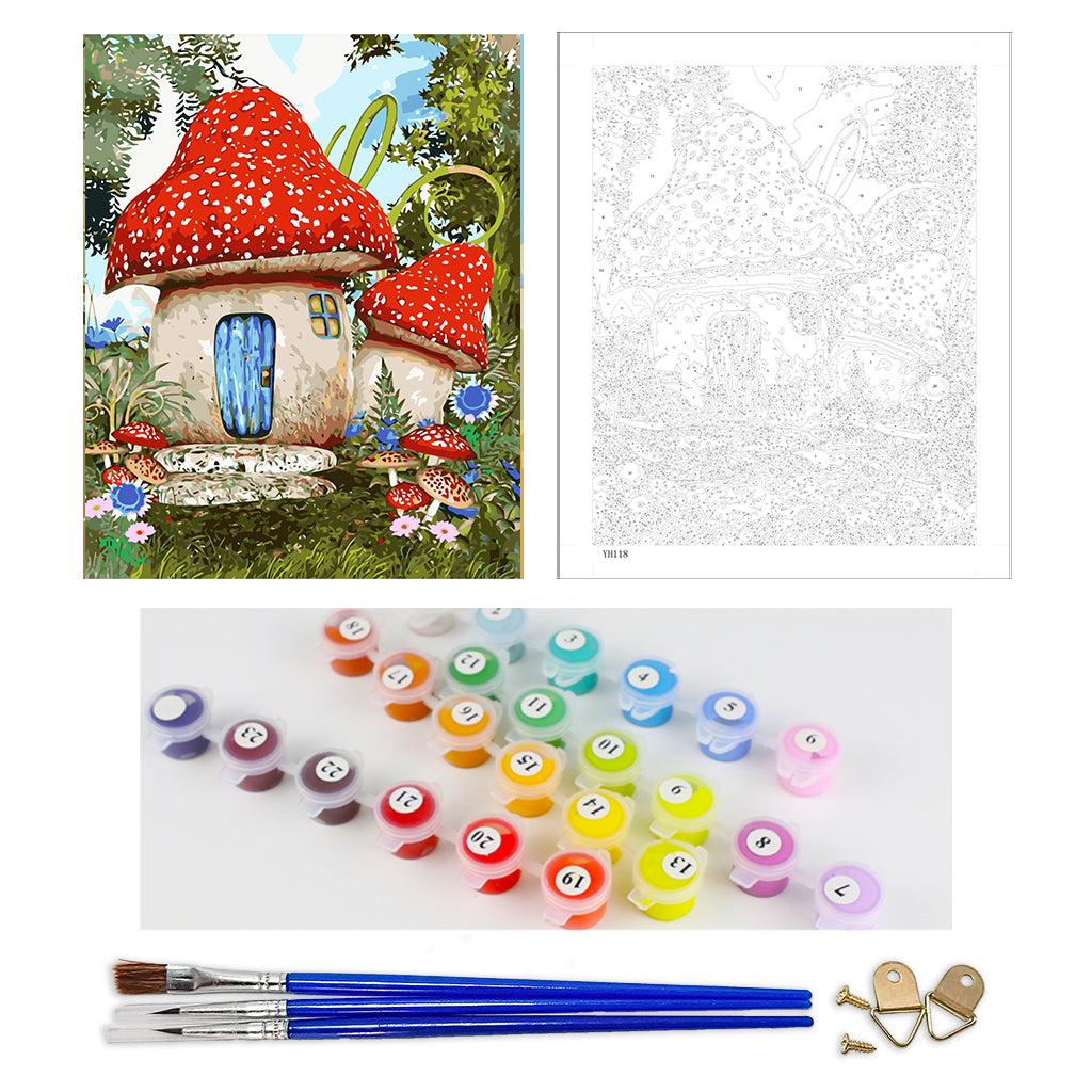 DIY Painting by number kit | Mushroom house