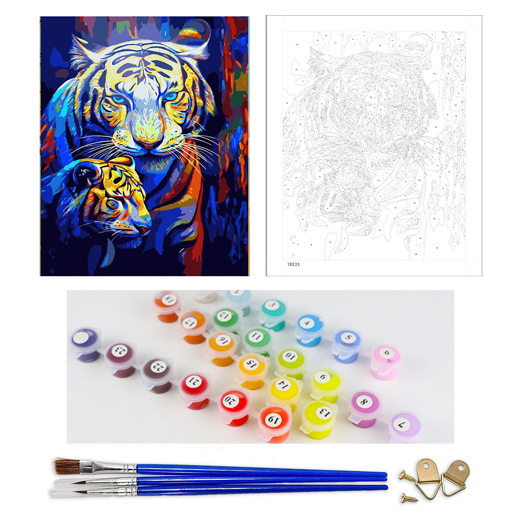 DIY Painting by number kit | Tiger Father and Son