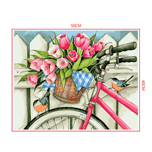 DIY Painting by number kit | Flowers on the front of the bicycle