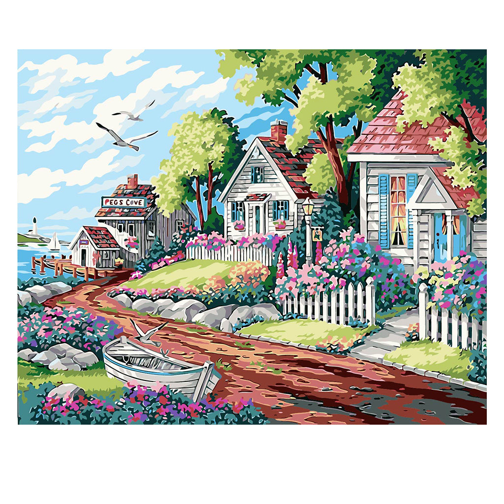 DIY Painting by number kit | Beautiful houses by the sea
