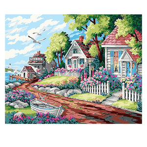 DIY Painting by number kit | Beautiful houses by the sea