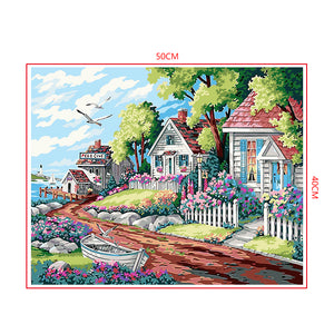 DIY Painting by number kit | Beautiful houses by the sea